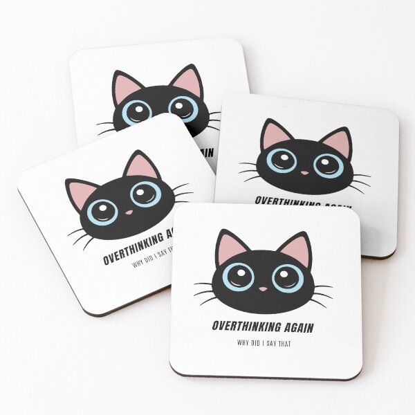 Item preview, Overthinking Again Funny Black Cat Anxiety Introvert Sticker Design designed and sold by MentalTabs.