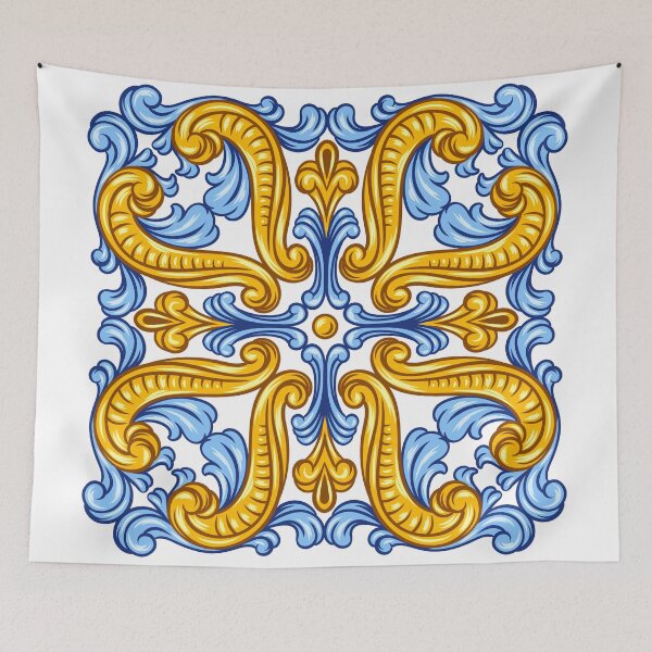 Item preview, Rangoli design blue and yellow  designed and sold by Heaven1111.