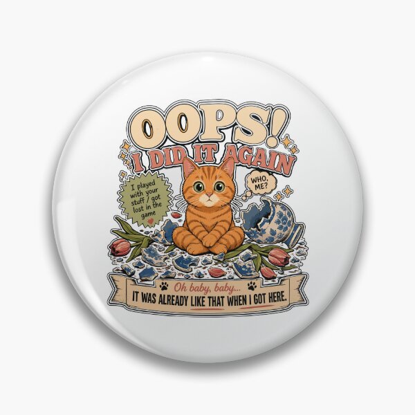 Item preview, Oops Cat Broke Vase Funny Design designed and sold by Pop Rewind HQ.