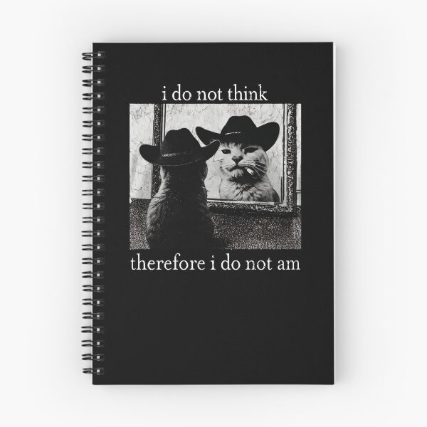 Aperçu de l'œuvre Je ne pense pas, donc je ne suis pas. Chat drôle, chat cowboy, humour noir, philosophie. créée et vendue par Tanjaberto.