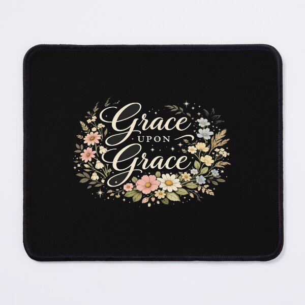 Item preview, Grace Upon Grace Floral Typography – Elegant Inspirational Christian Quote with Pastel Flowers designed and sold by Bright Nest Studio.