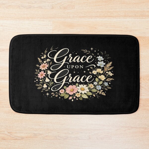 Item preview, Grace Upon Grace Floral Typography – Elegant Inspirational Christian Quote with Pastel Flowers designed and sold by Bright Nest Studio.