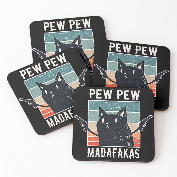 Item preview, Pew Pew Cat Funny Black Cat Meme Cowboy Retro Vintage Graphic designed and sold by Tanjaberto.
