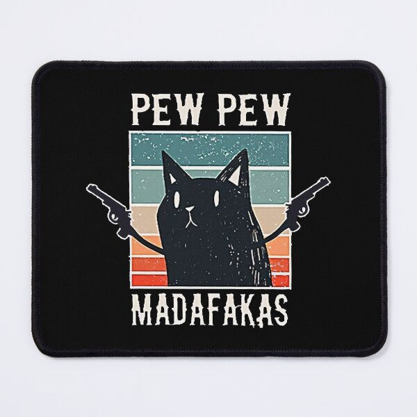 Item preview, Pew Pew Cat Funny Black Cat Meme Cowboy Retro Vintage Graphic designed and sold by Tanjaberto.