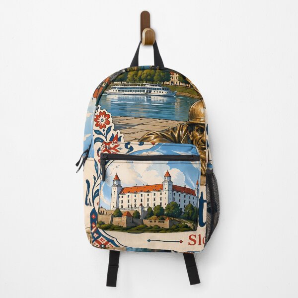Item preview, Bratislava Slovakia Travel Poster – Folk Style Danube City Illustration designed and sold by Ar0undTheW0rld.