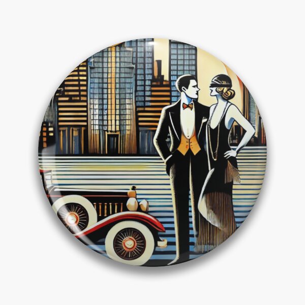 Item preview, Art Deco Elegant Couple and Skyscrapers in Retro Vintage Style designed and sold by Eric Nagel.