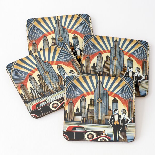 Item preview, Art Deco Elegant Couple and Skyscrapers in Retro Vintage Style designed and sold by Eric Nagel.
