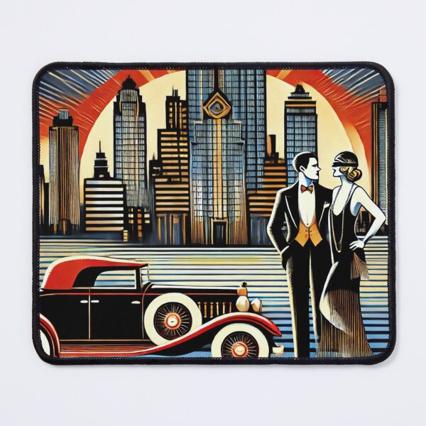 Artikelvorschau, Art Deco Elegant Couple and Skyscrapers im Retro Vintage-Stil entworfen und verkauft von Eric Nagel.