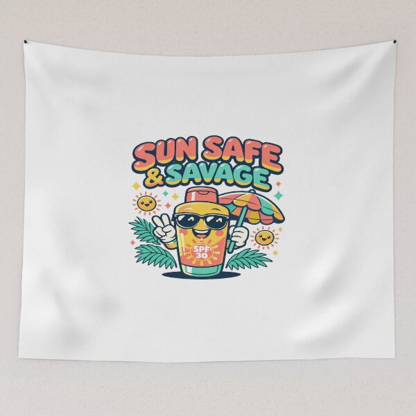 Item preview, Sun Safe & Savage – Fun SPF Sunscreen Character Art with Tropical Summer Vibes & Bold Colors designed and sold by Bright Nest Studio.