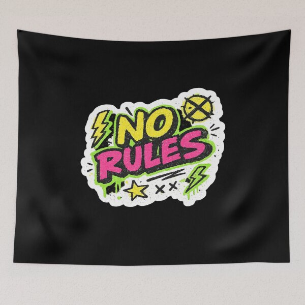 Item preview, 90s Retro Graffiti “NO RULES” Sticker – Neon Street Doodle Style designed and sold by K-Vibe Design Studio.