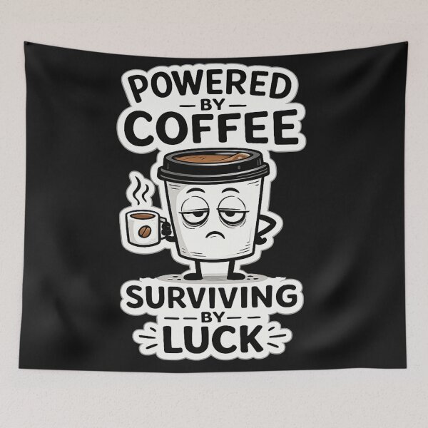 Item preview, Powered by Coffee Surviving by Luck – Funny Sarcastic Mug Art | Office Gift designed and sold by irfanshikh.