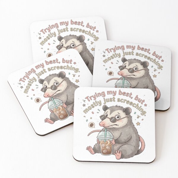 Item preview, Funny Sarcastic Opossum - Trying My Best Screeching Meme  designed and sold by Glowy Doodle.