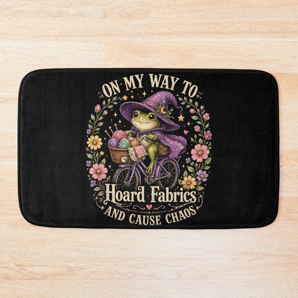 Item preview, On My Way to Hoard Fabrics and Cause Chaos Frog Sewing Humor designed and sold by THREE LITTLE BEANS.