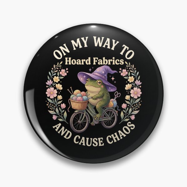 Item preview, On My Way to Hoard Fabrics and Cause Chaos Frog Sewing Humor designed and sold by THREE LITTLE BEANS.