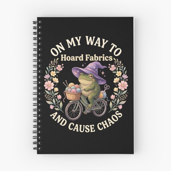 Item preview, On My Way to Hoard Fabrics and Cause Chaos Frog Sewing Humor designed and sold by THREE LITTLE BEANS.