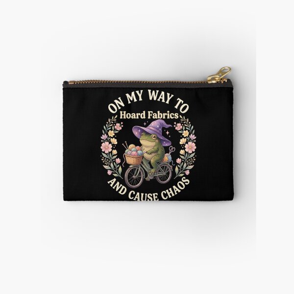Item preview, On My Way to Hoard Fabrics and Cause Chaos Frog Sewing Humor designed and sold by THREE LITTLE BEANS.
