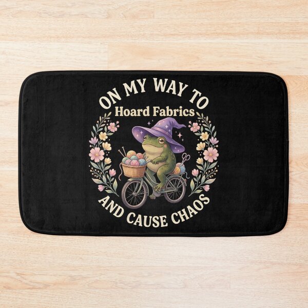 Item preview, On My Way to Hoard Fabrics and Cause Chaos Frog Sewing Humor designed and sold by THREE LITTLE BEANS.