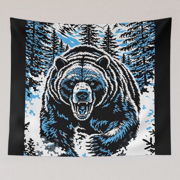 Item preview, Fierce Roaring Grizzly Bear Mountain Pop Art designed and sold by RamyGallery.