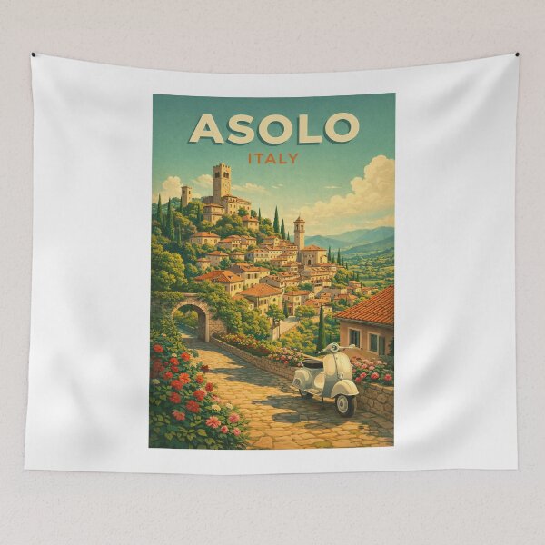 Item preview, Asolo Veneto Hill Town Piazza and Castello Italy designed and sold by Aryabek.