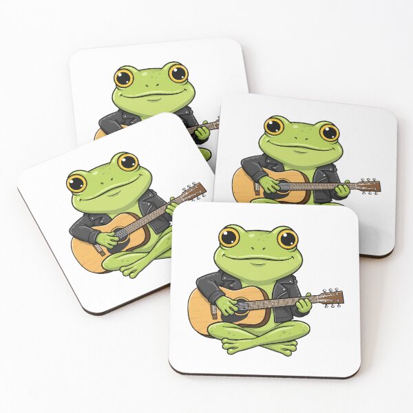 Item preview, Cute Frog Playing Acoustic Guitar Relaxed Music Art designed and sold by hn79.