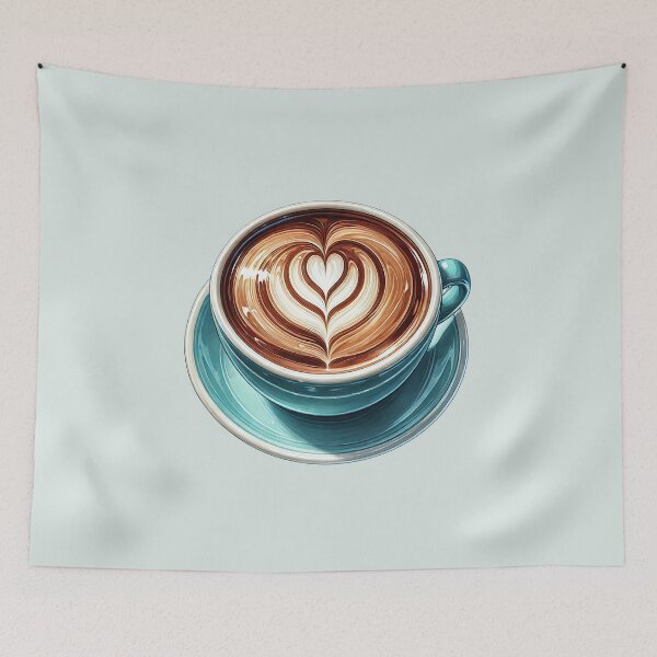 Item preview, Morning Ritual – Heart Foam Cappuccino in Turquoise Cup designed and sold by EmeraldeaArt.