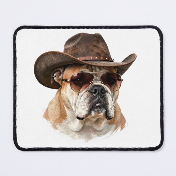 Item preview, Cool Bulldog Cowboy Dog with Aviator Sunglasses | Funny Western Bulldog Portrait designed and sold by Fur Honcho.