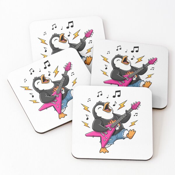 Item preview, Cool Penguin Rock Star Electric Guitar Funny Animal Art designed and sold by hn79.