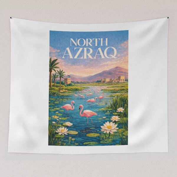 Item preview, North Azraq Flamingo Wetlands and Qasr Azraq Jordan designed and sold by Aryabek.