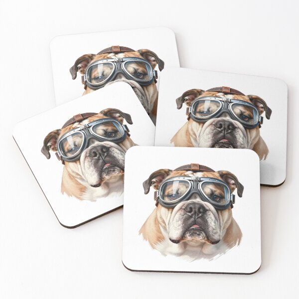 Item preview, Cool Bulldog Aviator Pilot Dog with Flight Goggles | Funny Bulldog Pilot Portrait designed and sold by Fur Honcho.