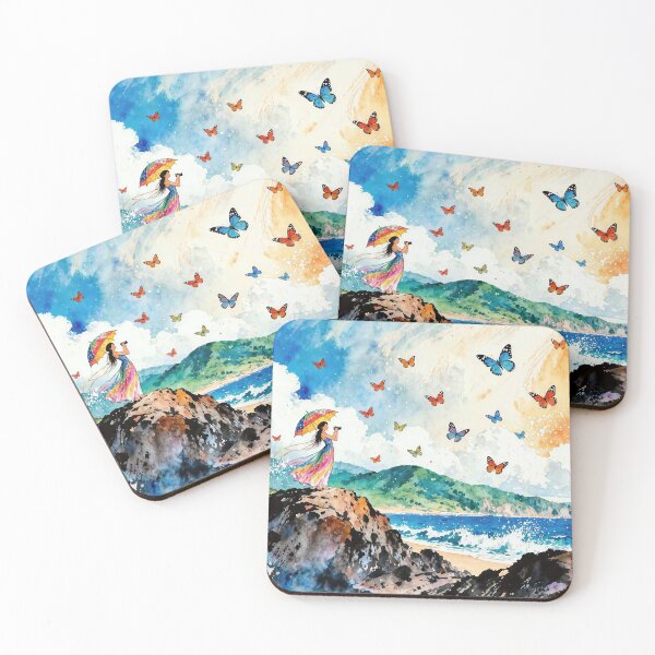 Item preview, Girl Photographing Butterflies by the Sea designed and sold by M-Y-A-R-T-.