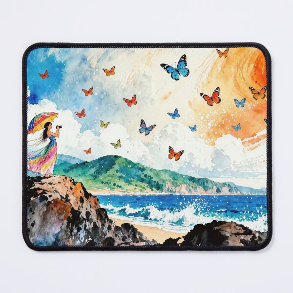 Item preview, Girl Photographing Butterflies by the Sea designed and sold by M-Y-A-R-T-.