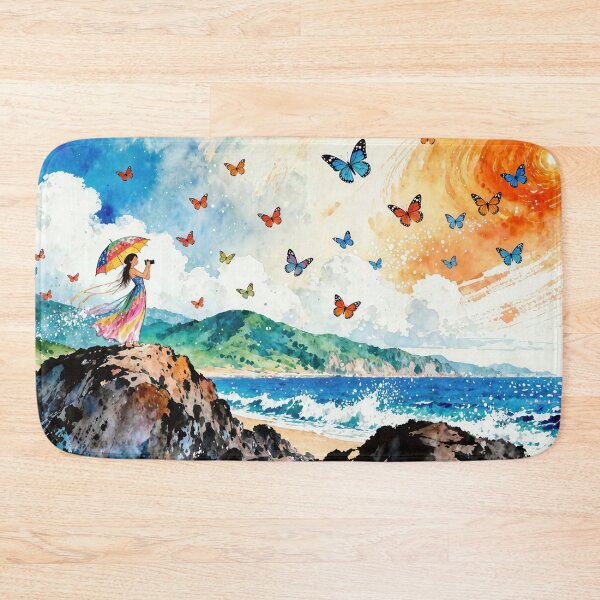 Item preview, Girl Photographing Butterflies by the Sea designed and sold by M-Y-A-R-T-.