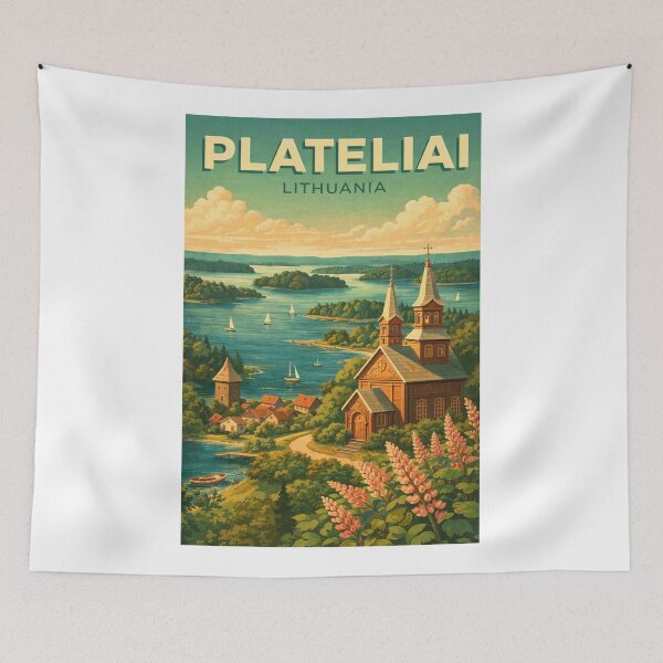 Item preview, Plateliai Wooden Church and Lake Islands Lithuania designed and sold by Aryabek.