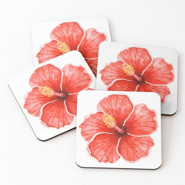 Item preview, Red hibiscus flower watercolor painting  designed and sold by uunaa.