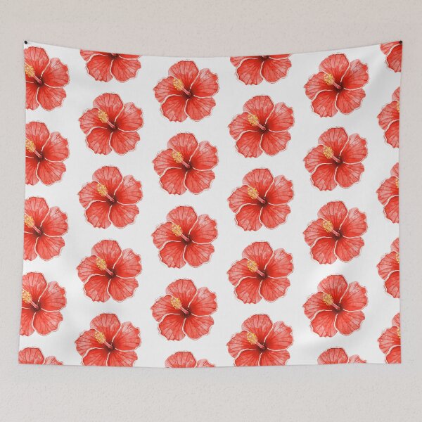 Item preview, Red hibiscus flower watercolor painting  designed and sold by uunaa.