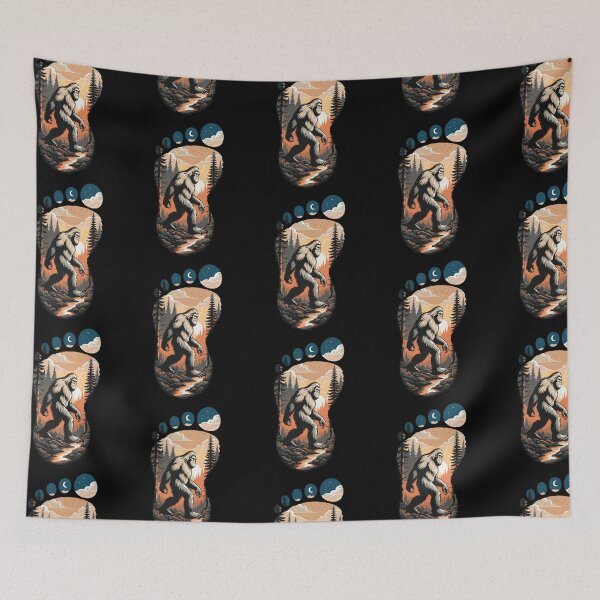Item preview, Vintage Bigfoot Footprint Sunset Forest Sasquatch Design  designed and sold by FreeArt2.