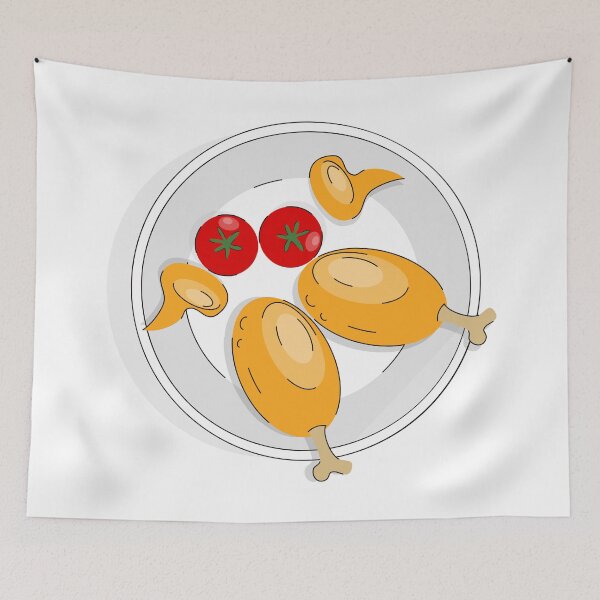Item preview, Fried chicken legs and wings in doodle style on a plate. designed and sold by Natalia4321.