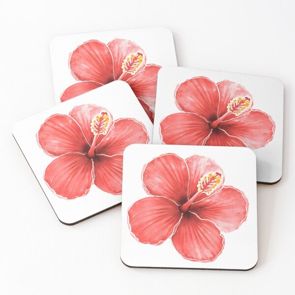 Item preview, Red hibiscus flower watercolor painting  designed and sold by uunaa.