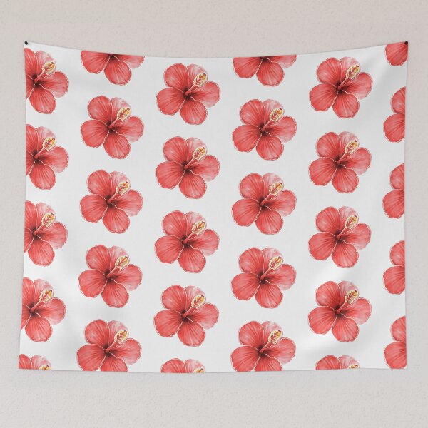 Item preview, Red hibiscus flower watercolor painting  designed and sold by uunaa.