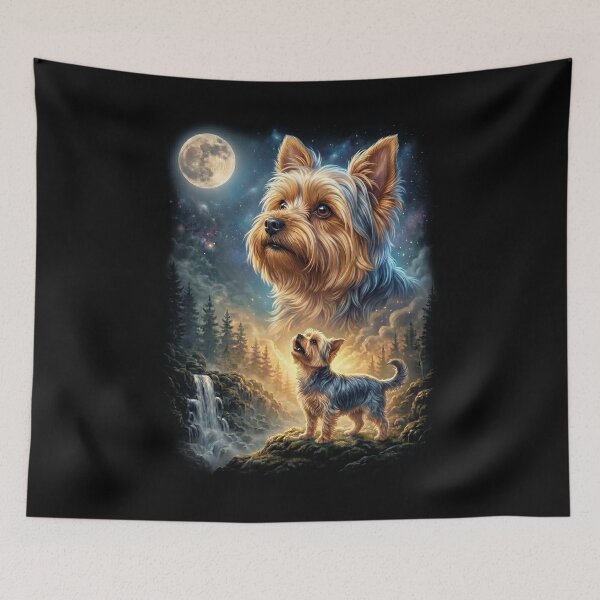 Item preview, Yorkshire Terrier Howling Moon Art Dog Lover designed and sold by DoodleTortle.