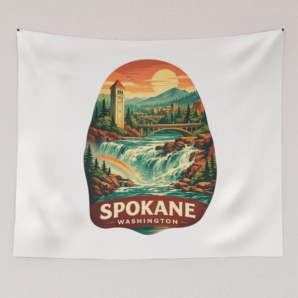 Item preview,  Spokane River Falls Clock Tower and Washington Inland Northwest designed and sold by Places On Earth.