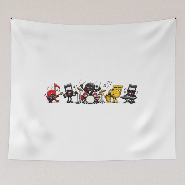 Item preview, Funny Music Notes Band - Cartoon Musicians Sheet Music with Instruments designed and sold by Gletschie.