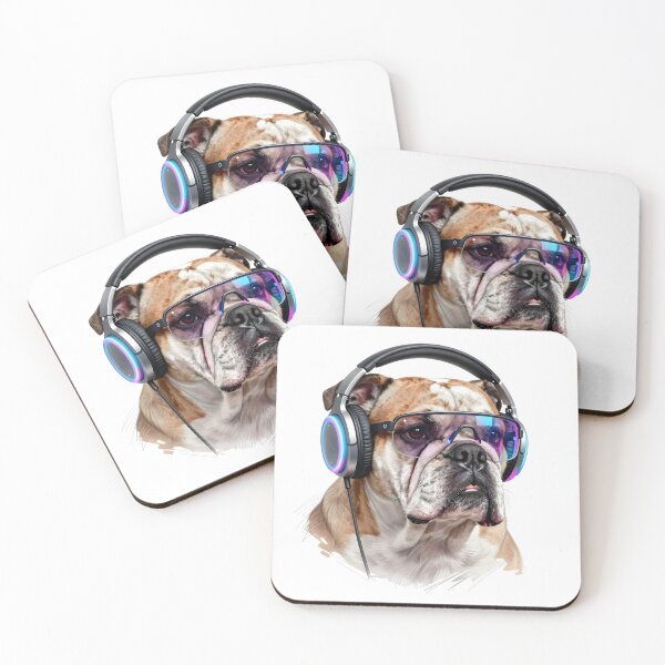 Item preview, Gaming Bulldog with Headphones & Neon Glasses | Funny Gamer Bulldog Dog Art designed and sold by Fur Honcho.
