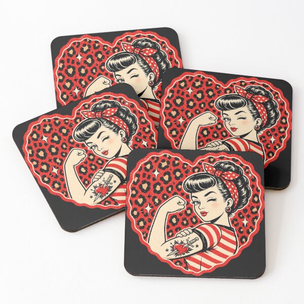 Item preview, Rockabilly Pin-Up Girl Tattoo – Retro Vintage Leopard Heart Design designed and sold by Rebel Femme Studio.
