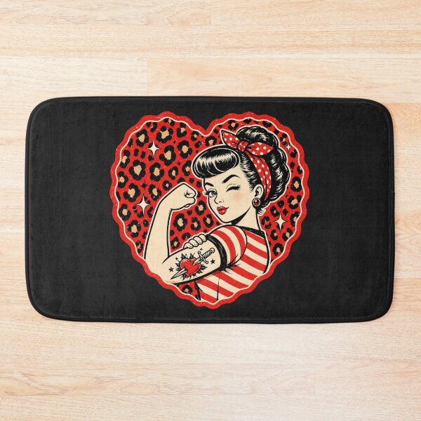 Item preview, Rockabilly Pin-Up Girl Tattoo – Retro Vintage Leopard Heart Design designed and sold by Rebel Femme Studio.