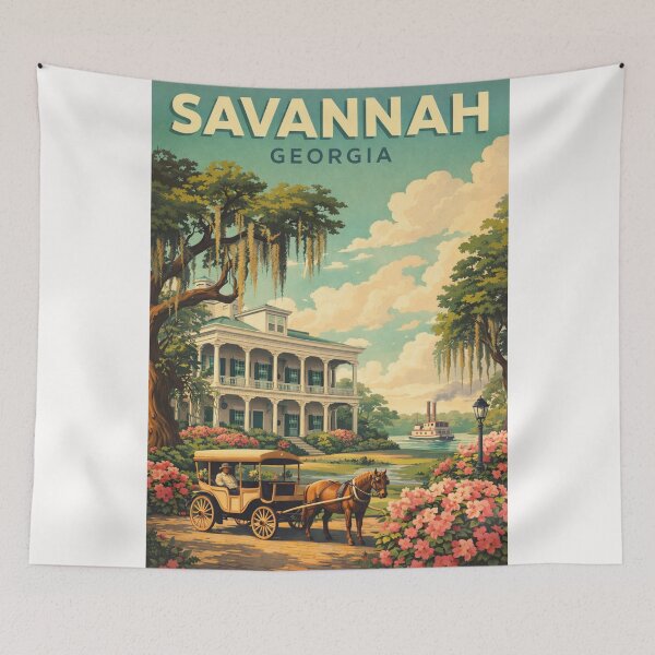 Item preview, Savannah River Street and Forsyth Park Georgia Lowcountry designed and sold by Places On Earth.