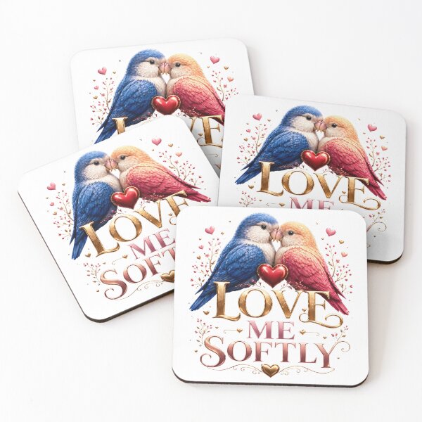 Item preview, Love Me Softly Cute Lovebirds Romantic Couple Heart Design designed and sold by JagrDesigns.