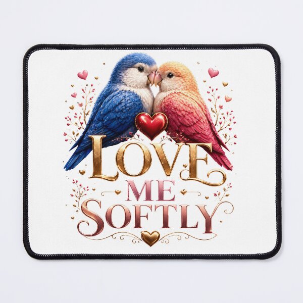 Item preview, Love Me Softly Cute Lovebirds Romantic Couple Heart Design designed and sold by JagrDesigns.