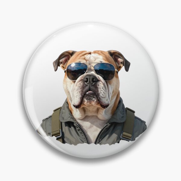 Item preview, Bulldog Fighter Pilot with Aviator Sunglasses | Cool Military Bulldog Dog Art designed and sold by Fur Honcho.