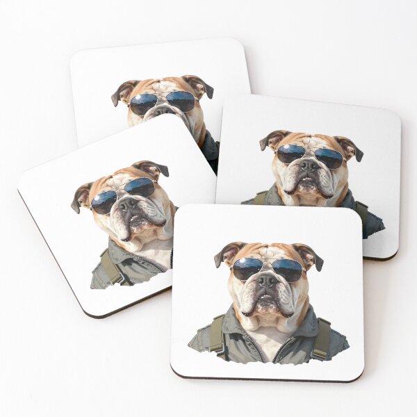 Item preview, Bulldog Fighter Pilot with Aviator Sunglasses | Cool Military Bulldog Dog Art designed and sold by Fur Honcho.